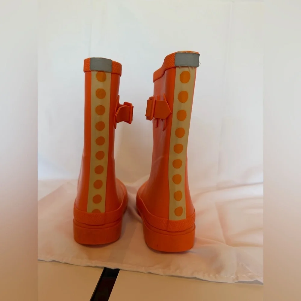 Joules Vibrant Orange Waterproof Boots, Size 12